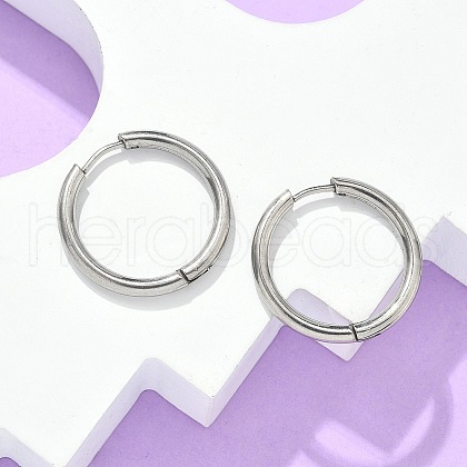 Tarnish Resistant 304 Stainless Steel Huggie Hoop Earrings EJEW-F111B-23mm-P-1