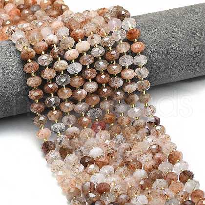 Natural Black Gold Rutilated Quartz Beads Strands G-P573-A16-01-1