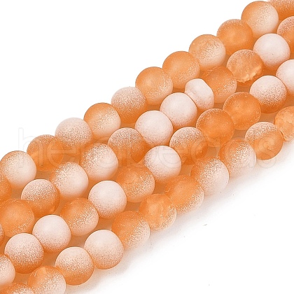 Frosted Crackle Glass Beads Strands X1-GLAA-U001-8mm-M10-1