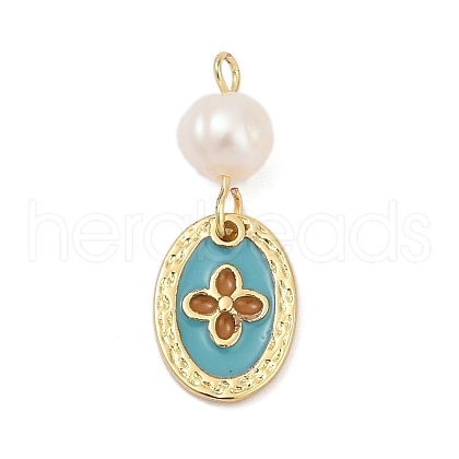 Natural Cultured Freshwater Pearl & Brass Pendants KK-U062-14G-01-1
