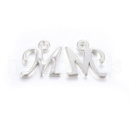 Silver Color Plated Alloy Letter Pendants PALLOY-J718-01S-M-1