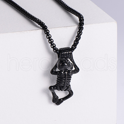 Cool Stainless Steel Skeleton Pendant Necklaces for Fashionable Men II0568-3-1