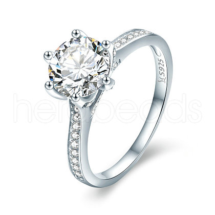 Anti-Tarnish Rhodium Plated 925 Sterling Silver Couple Rings RJEW-FF0007-20P-16mm-1