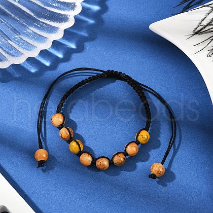 Baking Painted Glass Round Beads Braided Bead Bracelets BJEW-JB11974-02-1
