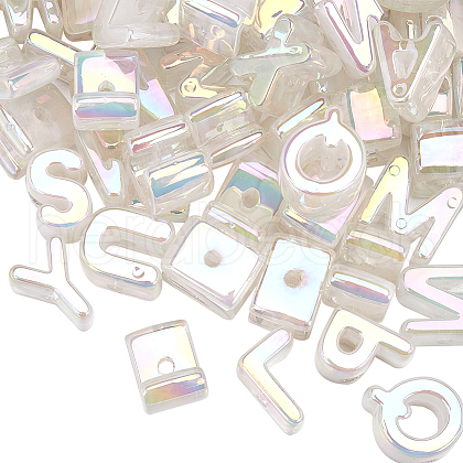 SOFPLATE 50Pcs Opaque Rainbow Iridescent Acrylic Beads OACR-SP0001-29A-1