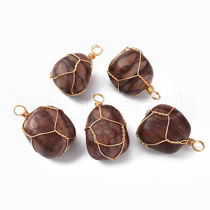 Natural Leopard Skin Jasper Pendants G-N332-50-07-1