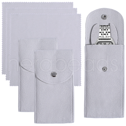Beebeecraft 3 Sets Rectangle Velvet Single Watch Storage Bags ABAG-BBC0001-12B-1