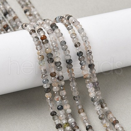 Natural Tourmalinated Quartz Beads Strands G-RM241221-O7-1