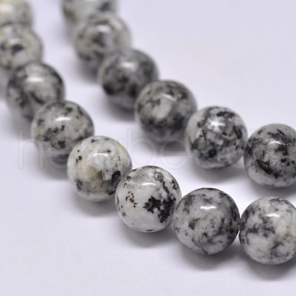 Natural Sesame Jasper/Kiwi Jasper Beads Strands G-F351-6mm-1