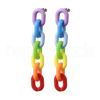 Rainbow Dangle Stud Earrings EJEW-JE04220-1