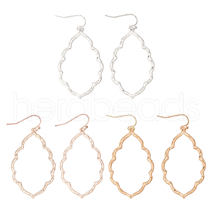 ANATTASOUL 3 Pairs 3 Colors Alloy Dangle Earrings with Brass Pins EJEW-AN0004-44-1