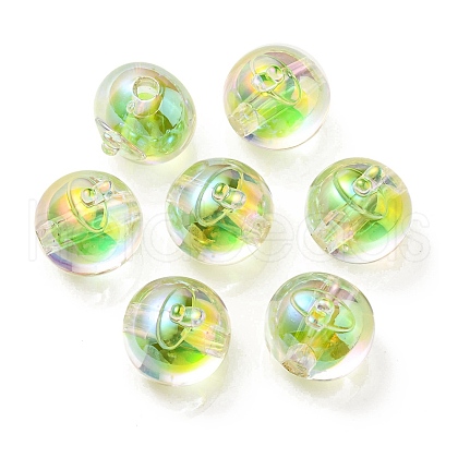 UV Plating Rainbow Iridescent Acrylic Beads OACR-A014-02F-1