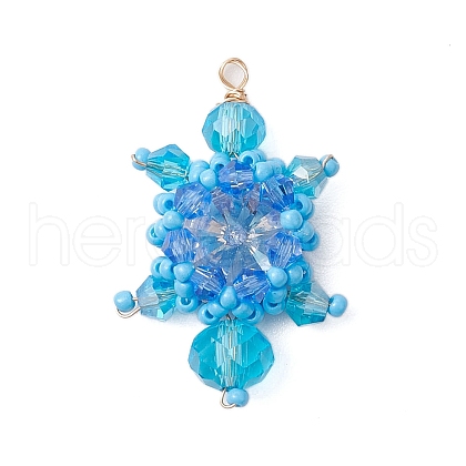 Seed Beads Beaded Charms PALLOY-MZ00351-03-1