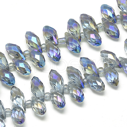 Electroplate Glass Beads Strands EGLA-S142-6x12mm-09-1