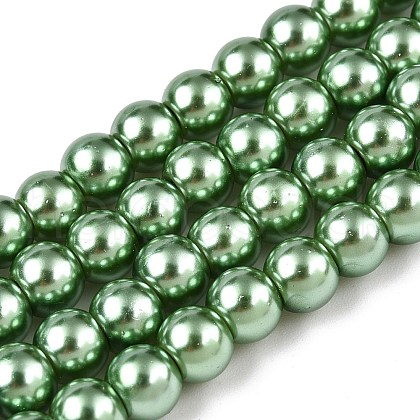 Baking Painted Pearlized Glass Pearl Round Bead Strands HY-Q003-6mm-49-A-1