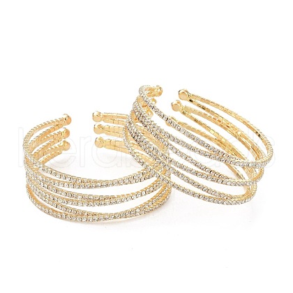 Iron Alloy Rhinestone Cuff Bangles BJEW-B052-01LG-1