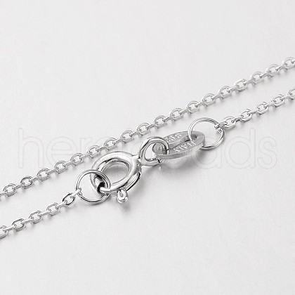 Anti-Tarnish Electroplated Rhodium Plated Sterling Silver Cable Chain Necklaces X-NJEW-N0048-39-18-1