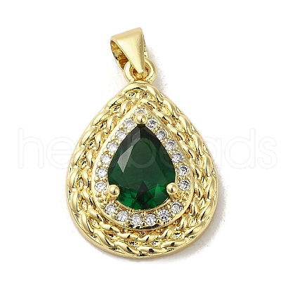 Brass Micro Pave Cubic Zirconia Pendants KK-C058-05G-01-1