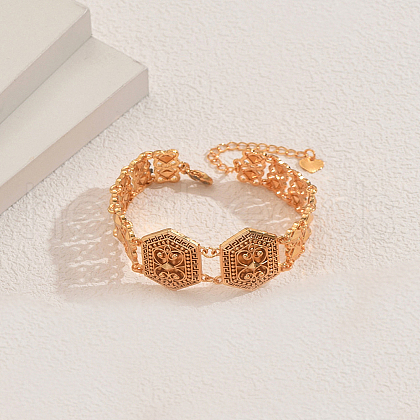 Vintage Roman Style Brass Hexagon Link Bracelets JD6036-2-1