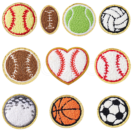 AHADERMAKER 10 Styles Acrylic Fiber Glitter Powder Embroidery Sew on Appliques PATC-GA0001-41-1