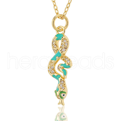 Clear Cubic Zirconia Snake Pendant Necklace with Enamel ZODI-PW0001-038F-1