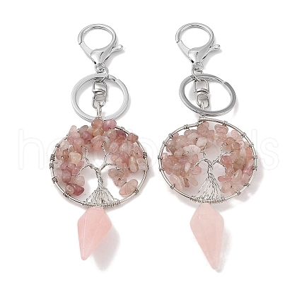 Natural Rose Quartz Keychain KEYC-K022-01P-12-1