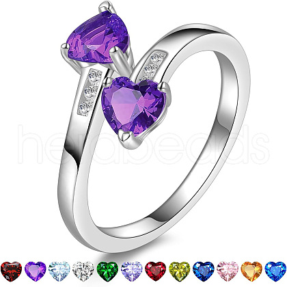 Heart 304 Stainless Steel with Cubic Zirconia Cuff Rings FS-WG2909F-06-1