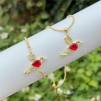 Brass Micro Pave Colorful Cubic Zirconia Jewelry Set FS-WG72273-01-1