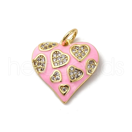 Brass Micro Pave Cubic Zirconia with Enamel Pendants KK-Q098-21G-B-1
