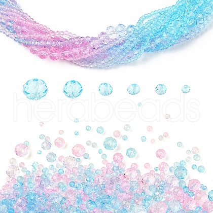 6 Styles Gradient Color Transparent Painted Glass Beads Strands DGLA-YW0001-28V-1