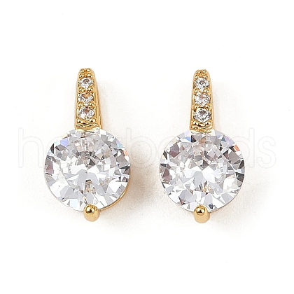 Brass Micro Pave Clear Cubic Zirconia Charms KK-B137-21G-01-1
