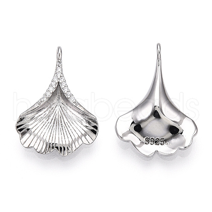 Rhodium Plated 925 Sterling Silver Micro Pave Cubic Zirconia Pendants STER-T004-32P-1