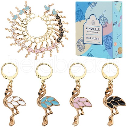 Flamingo Pendant Stitch Markers HJEW-SC00008-1