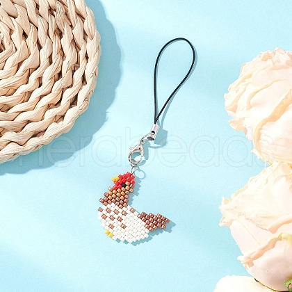 Glass Seed Bead Beaded Charm Mobile Straps HJEW-MZ00266-02-1