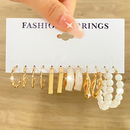 6 Pairs Alloy Hoop Earring Sets WG6DB3C-24-1