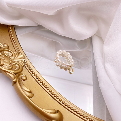 Mother's Day Jewellery Natural Freshwater Pearl Beaded Finger Rings WG7CD33-24-1