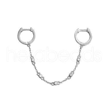 S925 Sterling Silver Chain Hoop Earrings MC5982-2-1