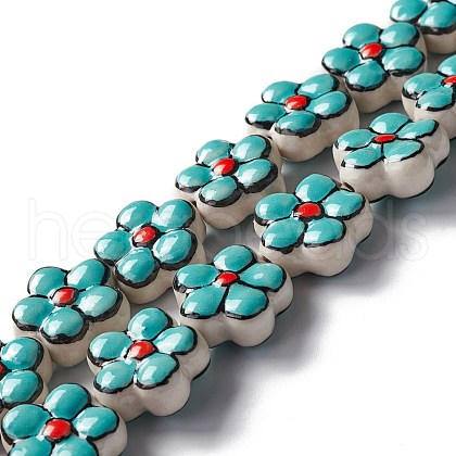 Handmade Porcelain Flower Beads Strands PORC-F003-01H-1