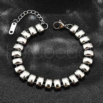 304 Stainless Steel Rectangle Link Chain Braceletes for Women BJEW-R022-01P-1