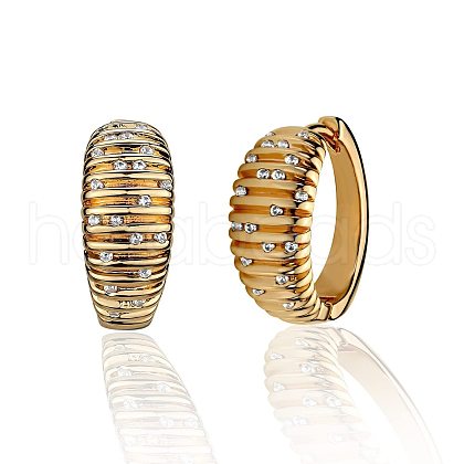 Brass Cubic Zirconia Hoop Earrings FS-WG6F7A1-16-1