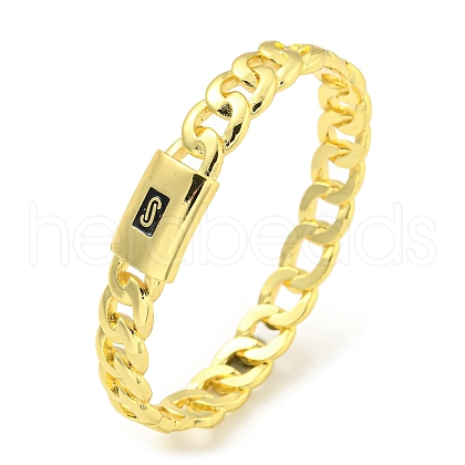 Lock Brass Enamel Twisted Chain Hinged Bangles for Women Men BJEW-Z062-06G-1