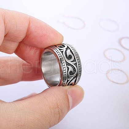 Vintage Totem Stainless Steel Wide Finger Rings for Men FS-WG9BFEA-04-1