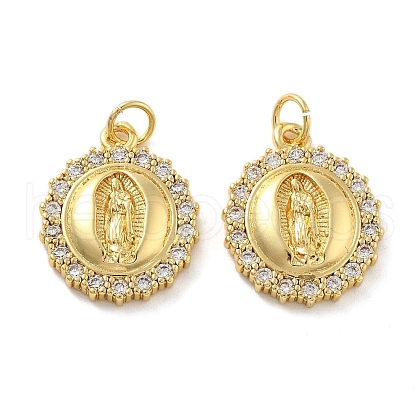 Brass Micro Pave Cubic Zirconia Pendants KK-C092-19A-G-1
