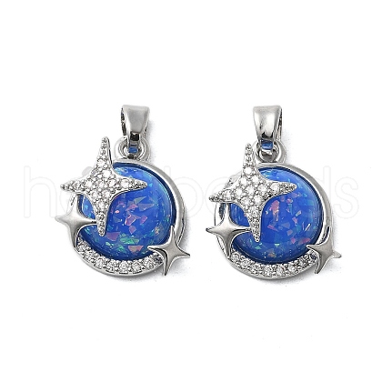 Brass Micro Pave Cubic Zirconia with Resin Pendants KK-Z103-06P-02-1