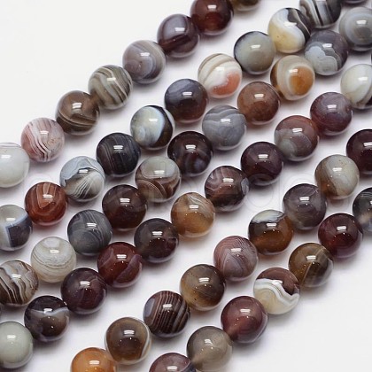 Round Natural Botswana Agate Bead Strands G-I166-02-10mm-1