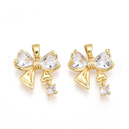 Brass Micro Pave Cubic Zirconia Pendants KK-N257-48G-1