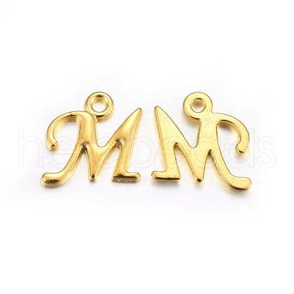 Golden Plated Alloy Letter Pendants PALLOY-J718-01G-M-1