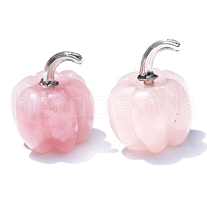 Natural Rose Quartz Carved Healing Pumpkin Figurines PW-WG74769-07-1