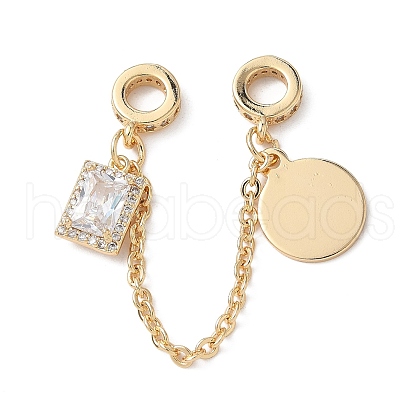 Brass Micro Pave Clear Cubic Zirconia Cable Chain European Beads KK-G531-07A-G-1