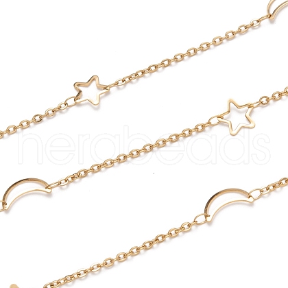 Ion Plating(IP) 304 Stainless Steel Moon & Star Link Cable Chains STAS-P254-13G-1
